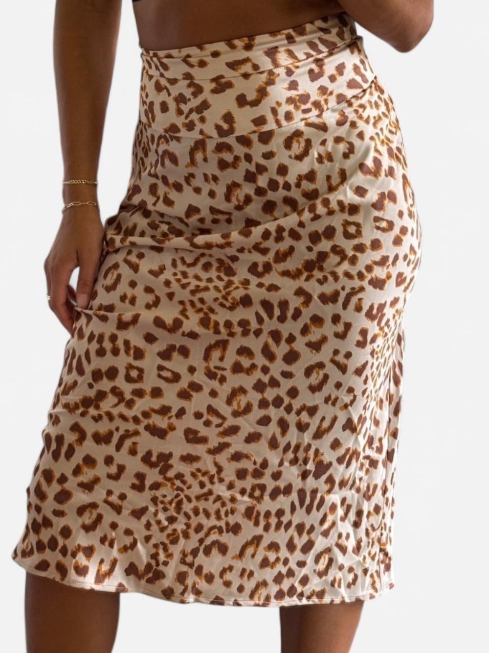 Free People Leopard Print Midi Skirt